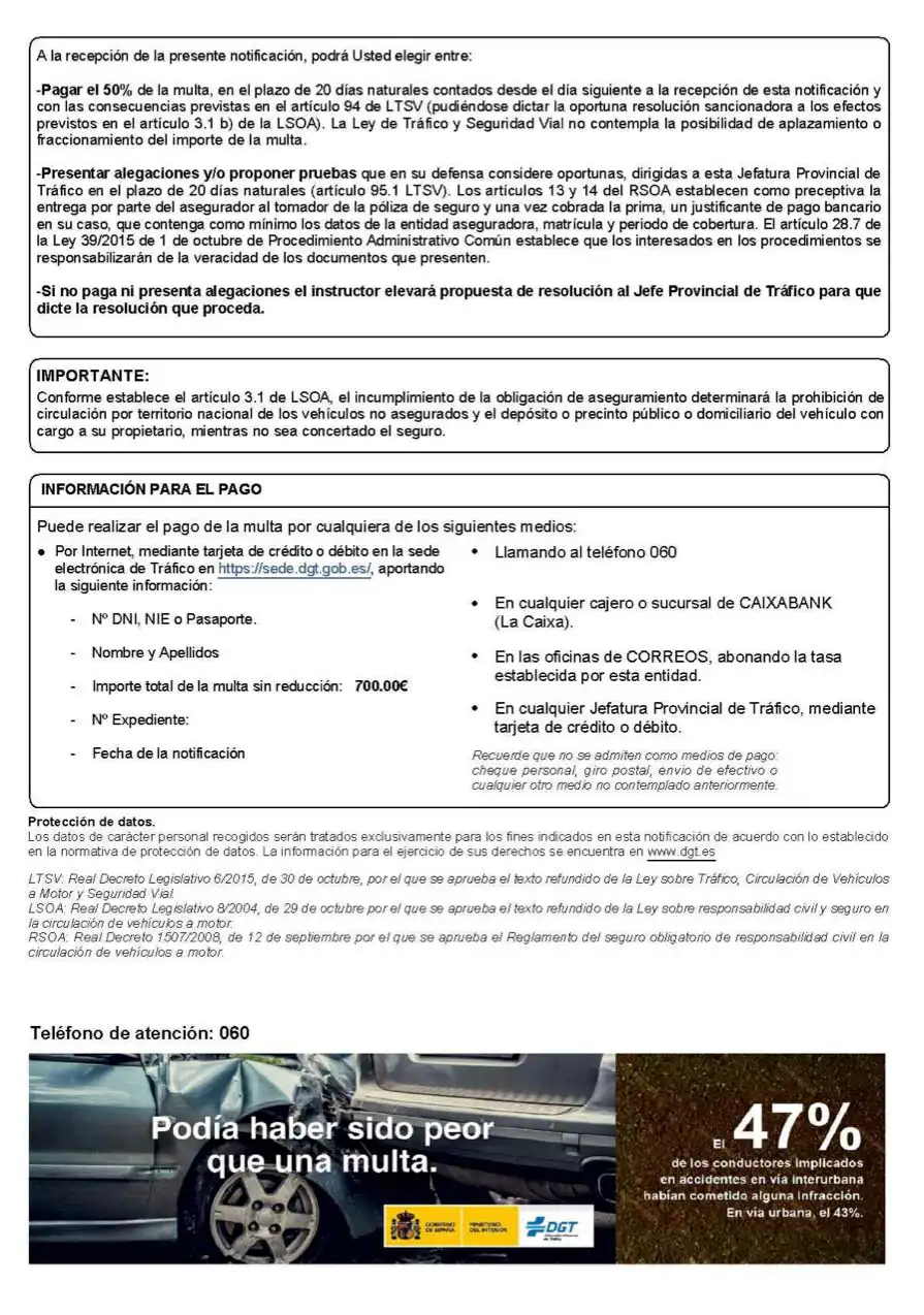 Nueva notificación de la DGT