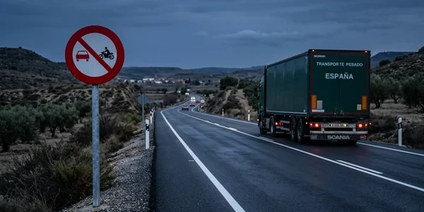 Prohibición de adelantar camiones en 2026: multas y cómo recurrir
