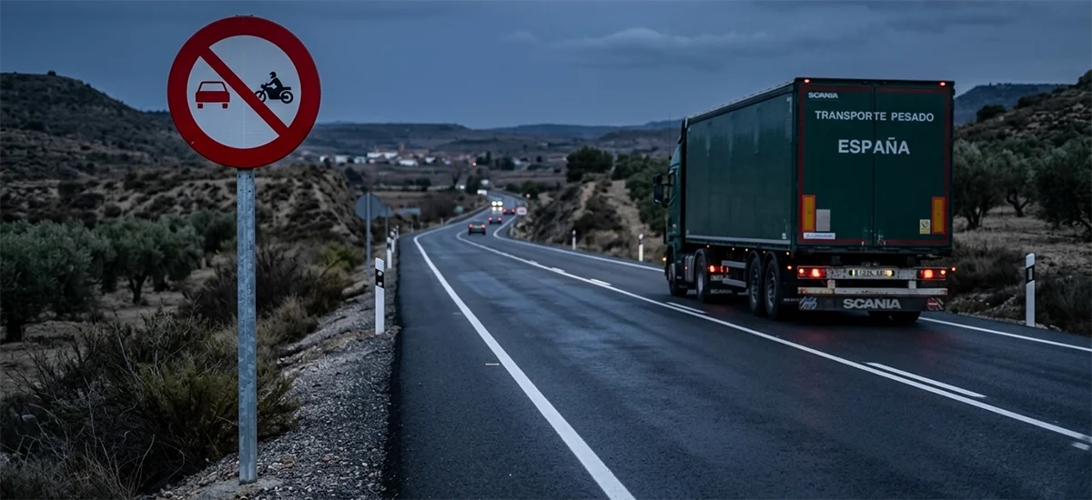Prohibición de adelantar camiones en 2026: multas y cómo recurrir